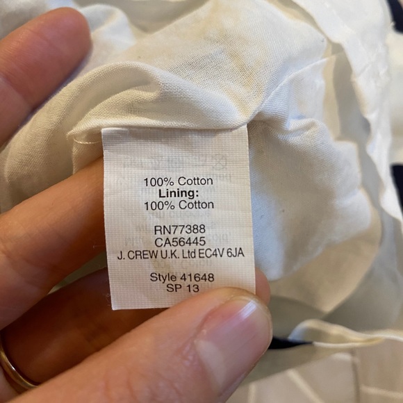 EUC JCREW white and navy polk a dot dress - Picture 7 of 8